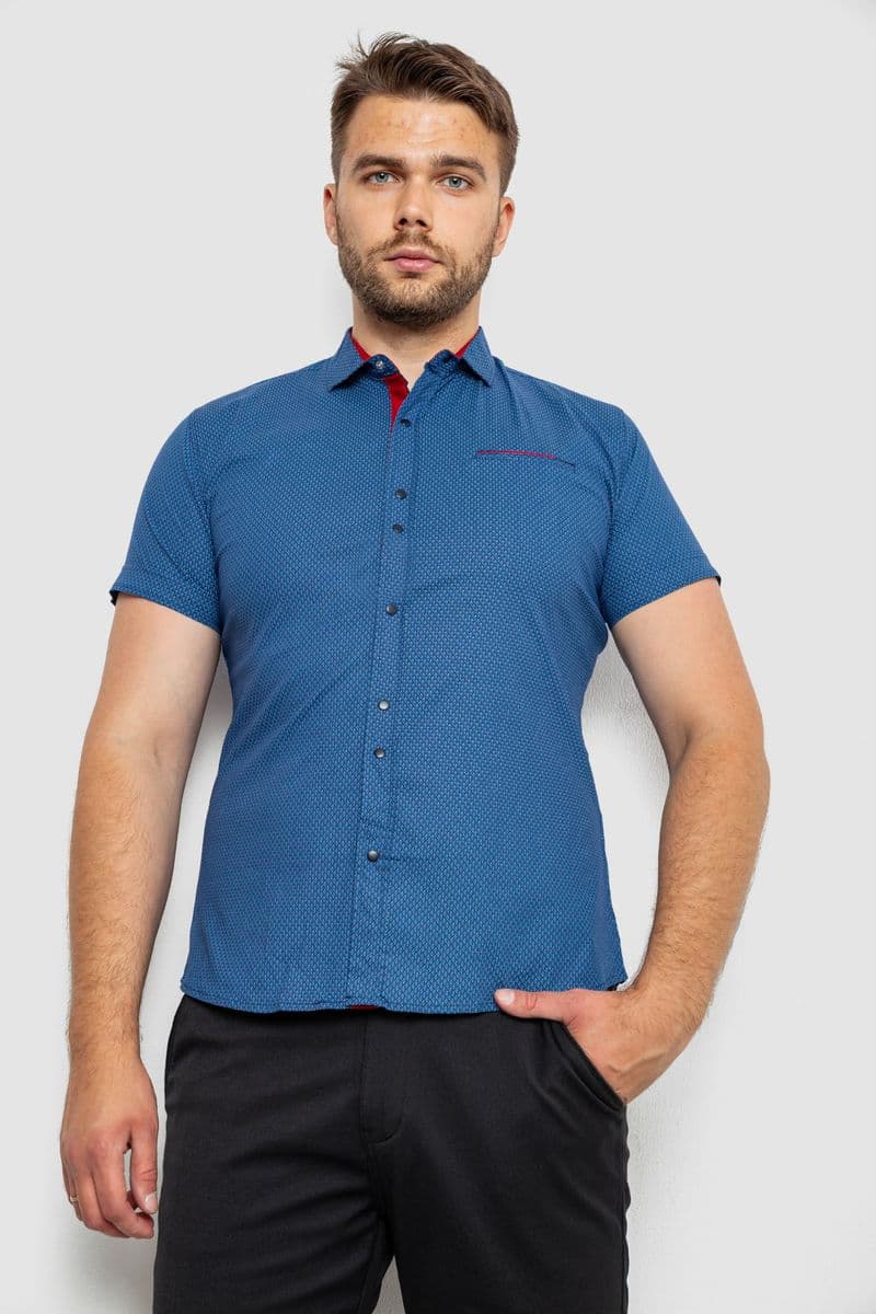 Сорочка чоловіча з принтом, колір синій, 214RK104 - зображення 1