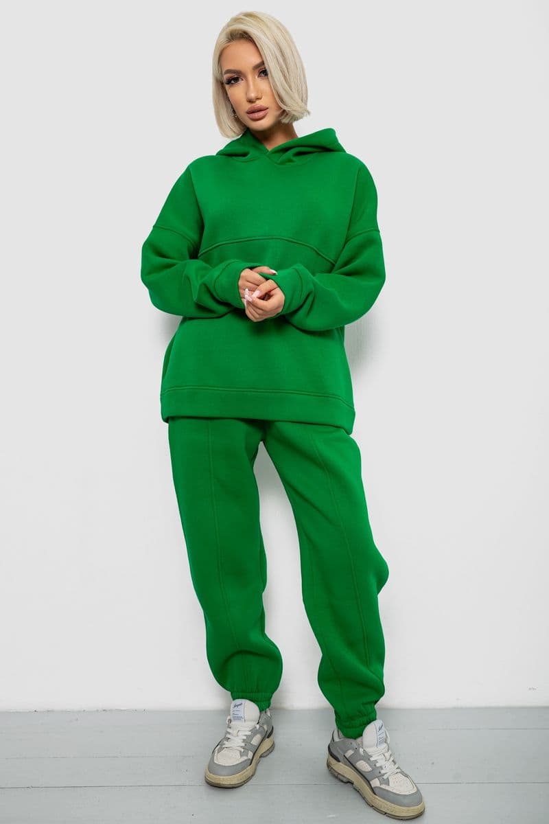 Спортивний костюм жіночий на флісі, колір зелений, 247R2021 - зображення 1