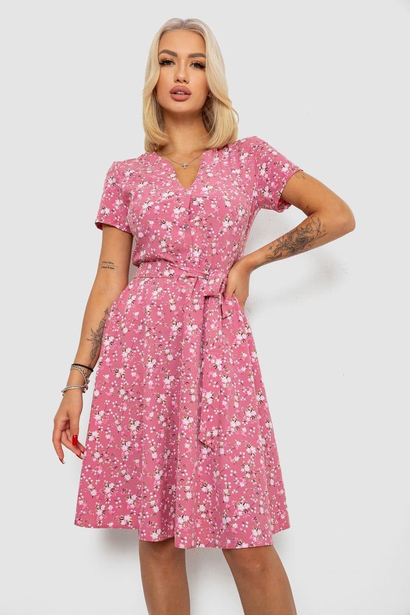 Сукня софт з принтом, колір темно-пудровий, 230R0032 - зображення 1