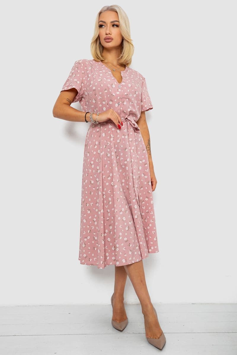 Сукня софт з принтом, колір темно-пудровий, 230R0032-1 - зображення 1