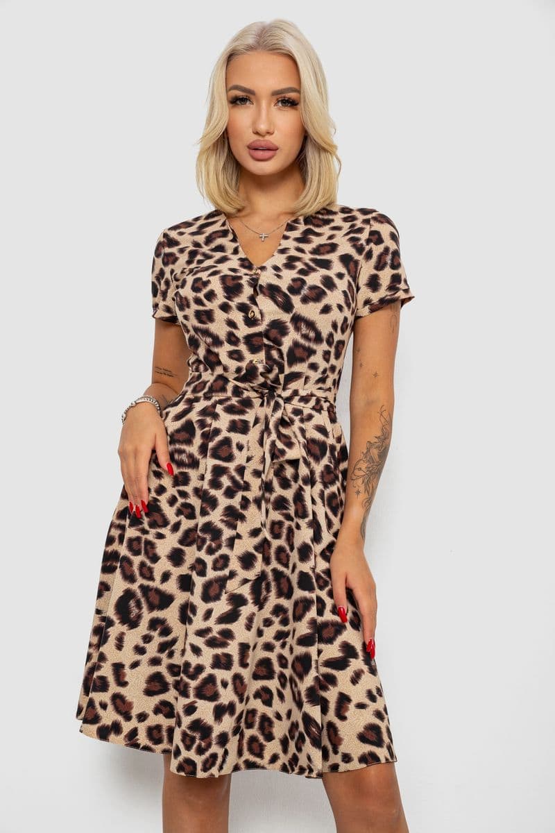 Сукня софт з принтом, колір темно-бежевий, 230R0032-4 - зображення 1