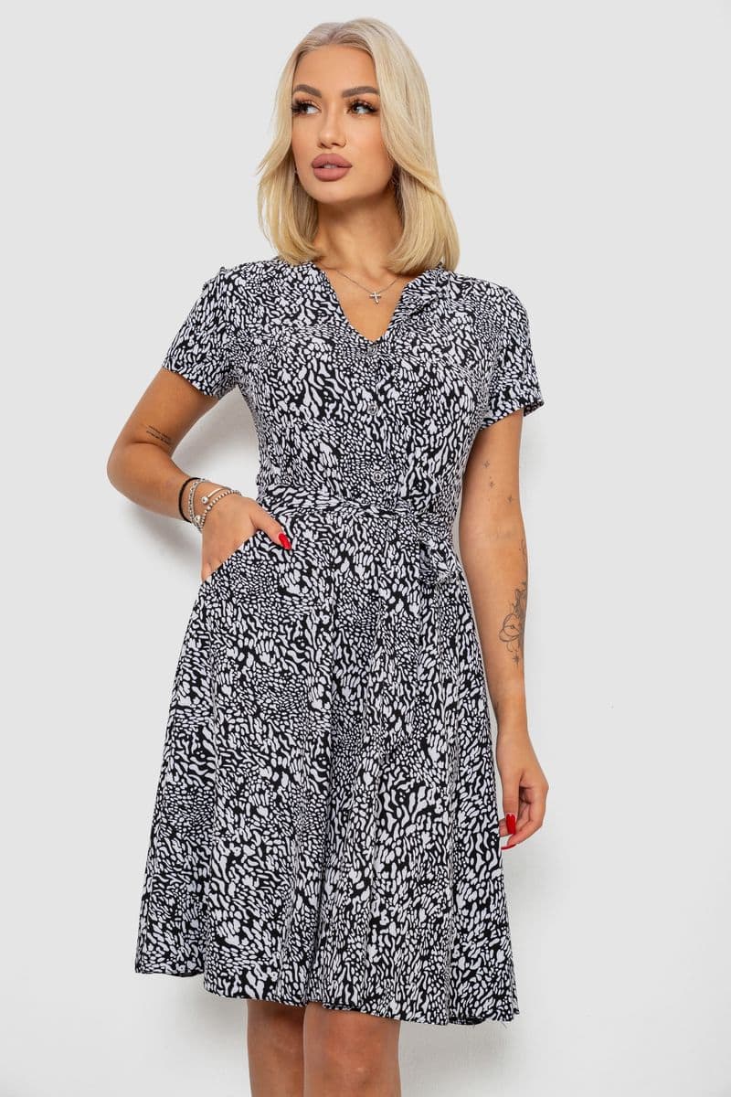 Сукня софт з принтом, колір чорний, 230R0032-4 - зображення 1