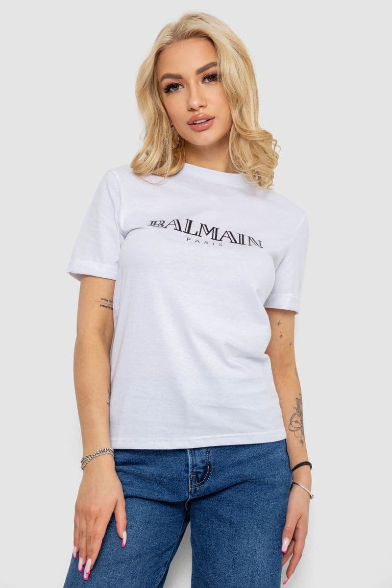 Футболка жіноча з принтом, колір білий, 238R01640 - зображення 1