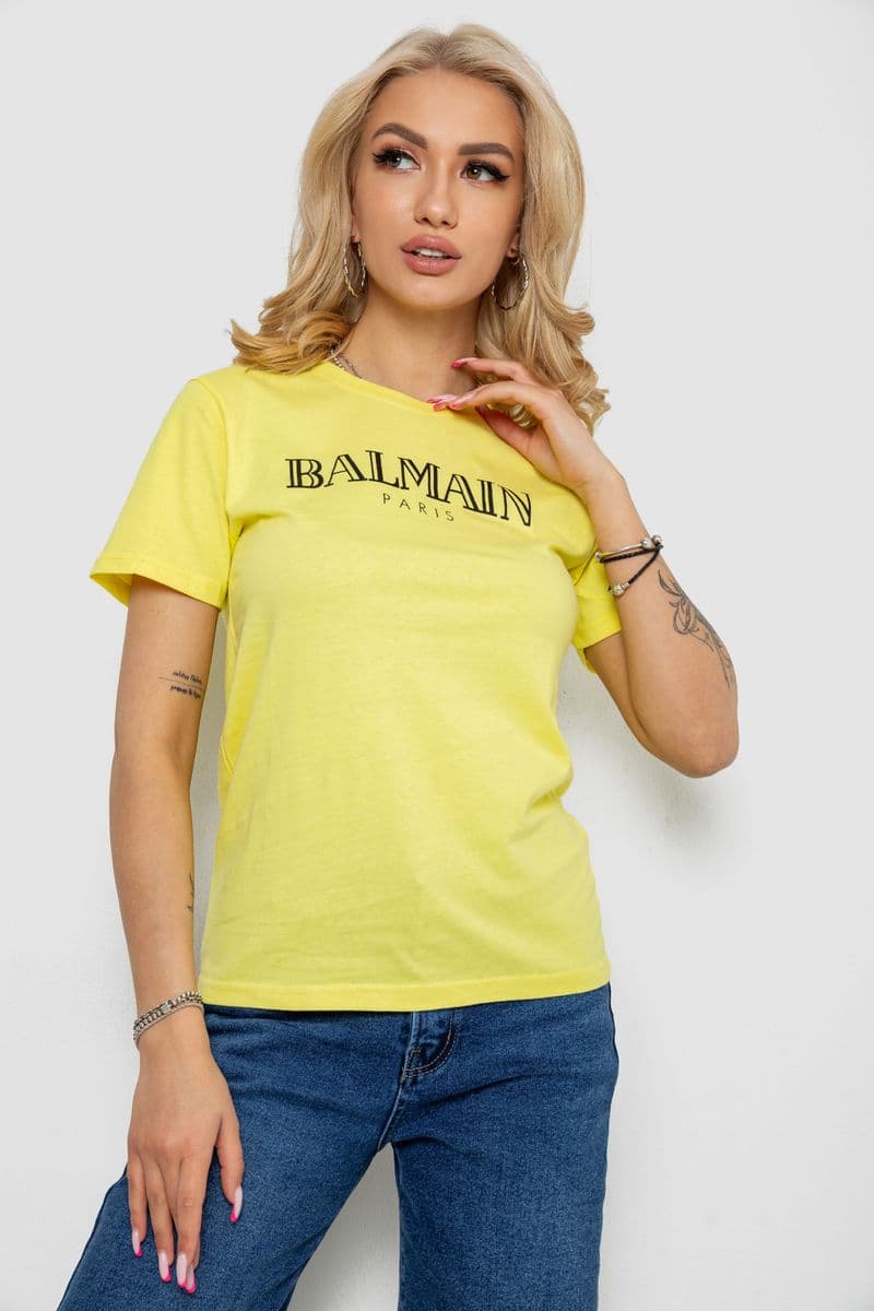 Футболка жіноча з принтом, колір жовтий, 238R01640 - зображення 1