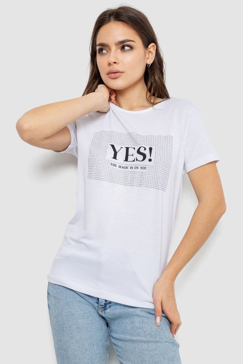 Футболка жіноча з принтом, колір білий, 244R507 - зображення 1