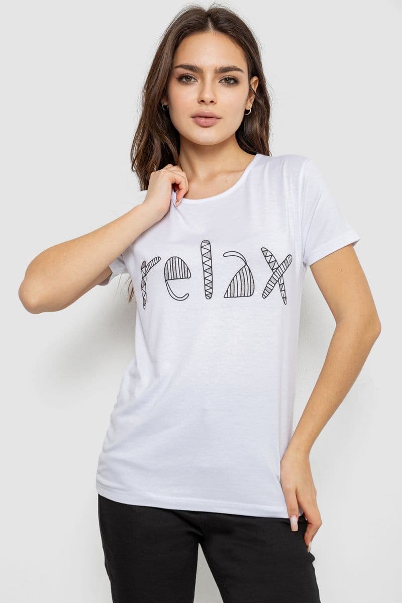 Футболка жіноча з принтом, колір білий, 244R610 - зображення 1