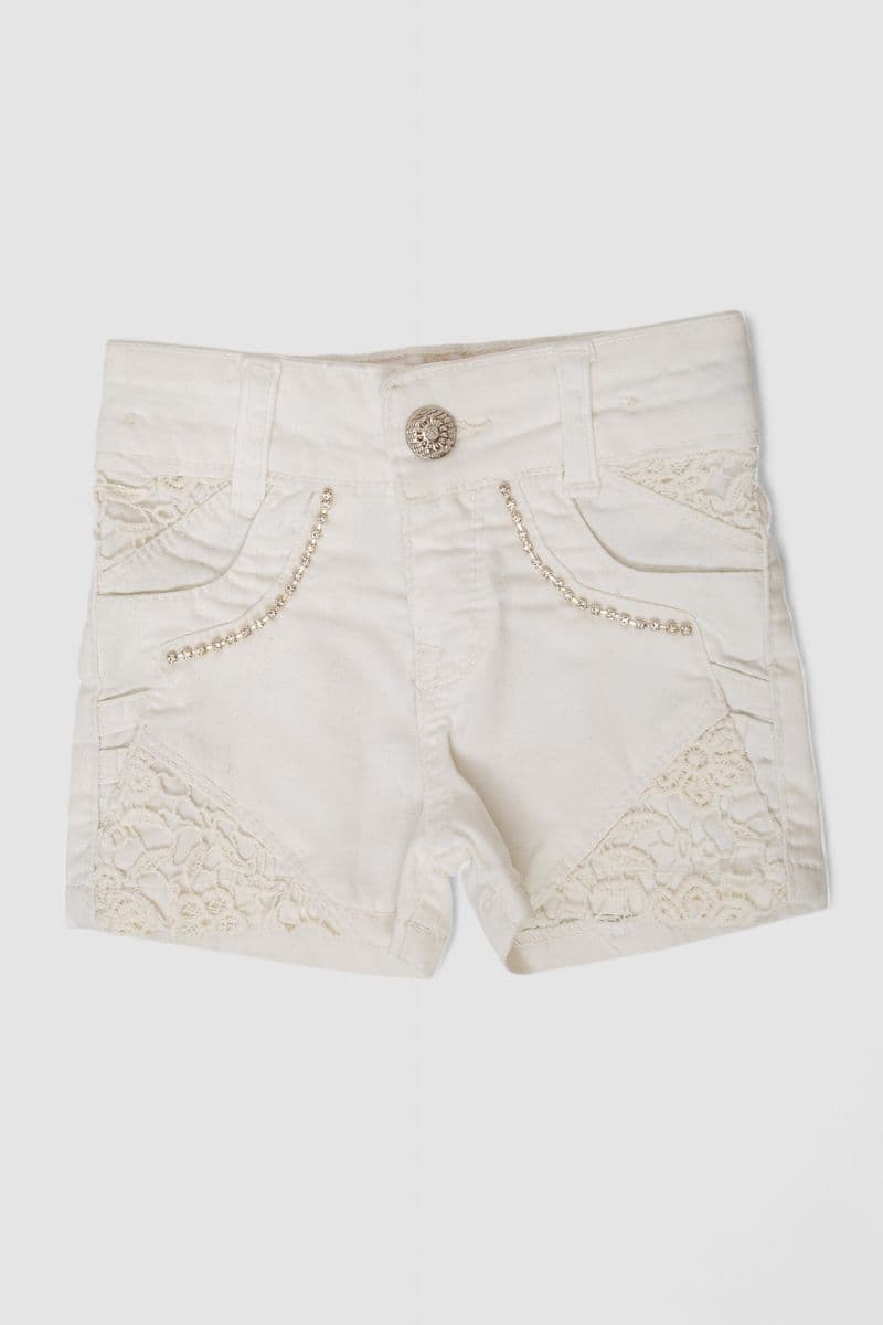 Шорти джинсові для дівчинки, колір молочний, 247R10033 - зображення 1