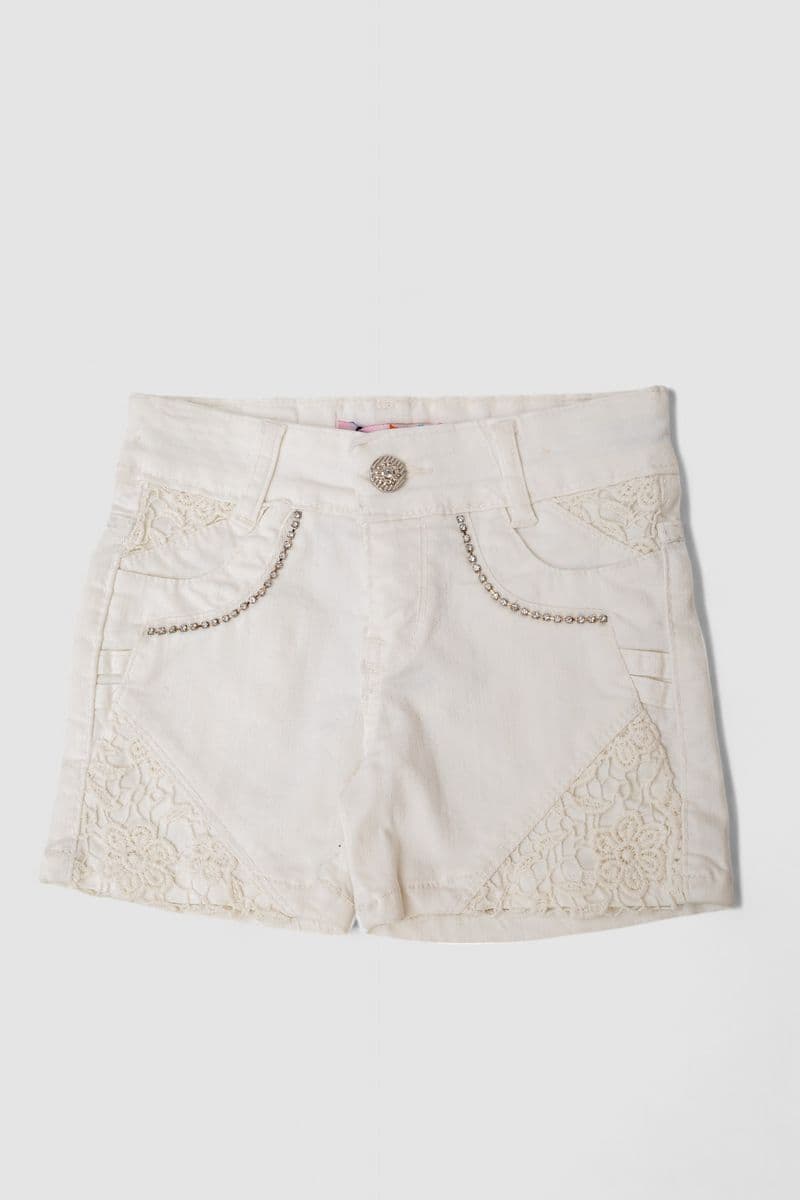 Шорти джинсові для дівчинки, колір світло-бежевий, 247R10033 - зображення 1