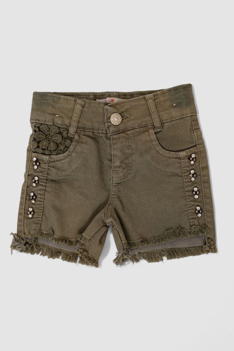 Шорти джинсові для дівчинки, колір хакі, 247R10036 - зображення 1