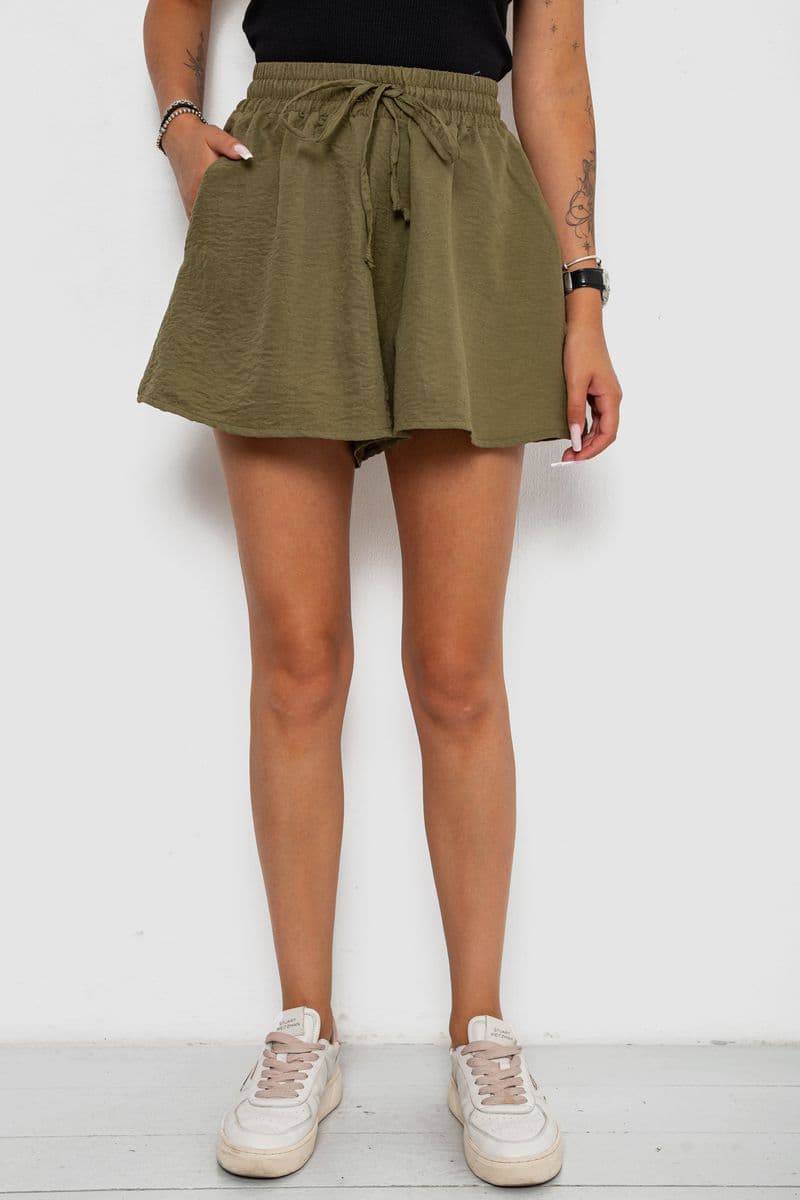 Шорти жіночі однотонні, колір хакі, 102R5256-6 - зображення 1