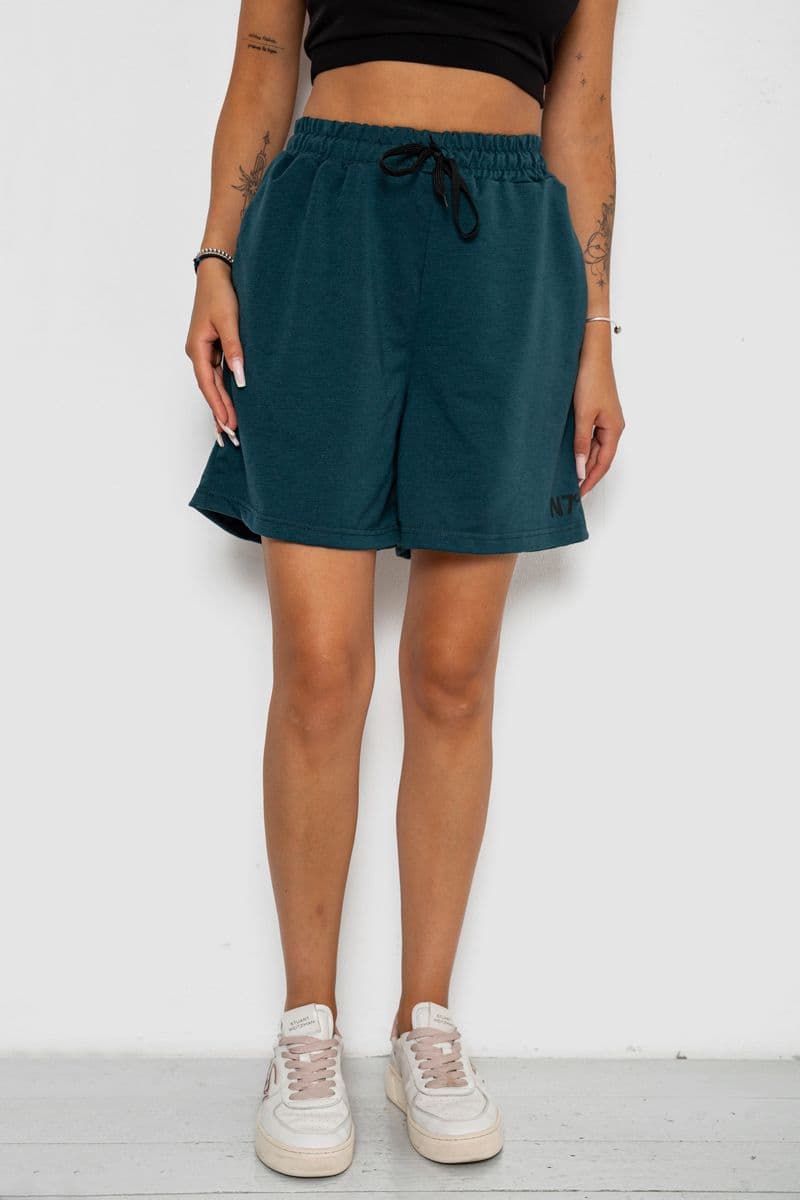 Шорти жіночі однотонні, колір темно-зелений, 238R777 - зображення 1