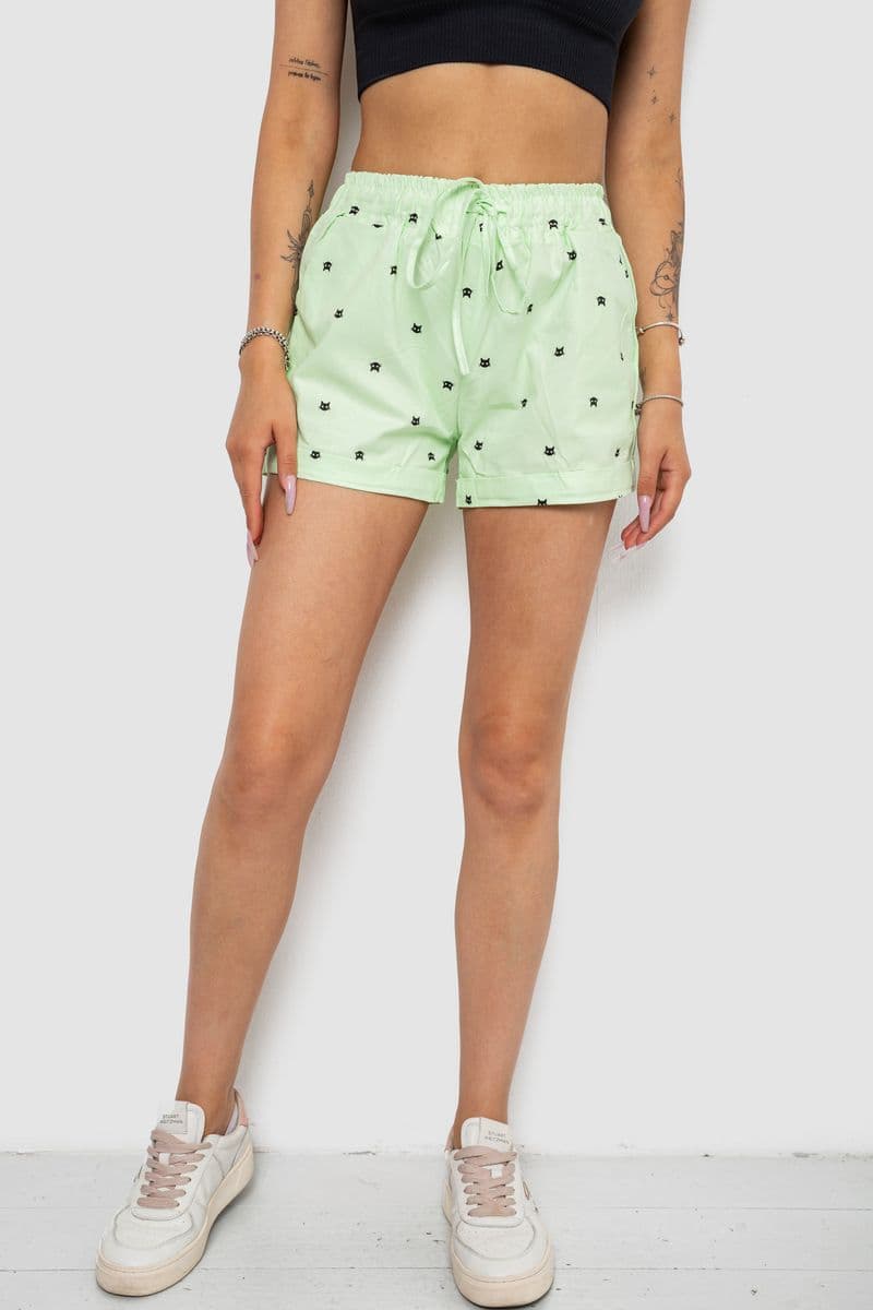 Шорти жіночі з принтом, колір салатовий, 238R7164-1 - зображення 1
