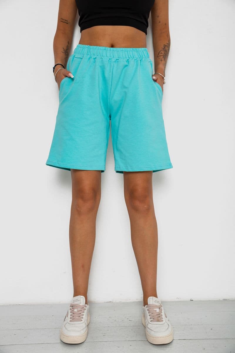 Шорти жіночі однотонні, колір блакитний, 238R57820 - зображення 1