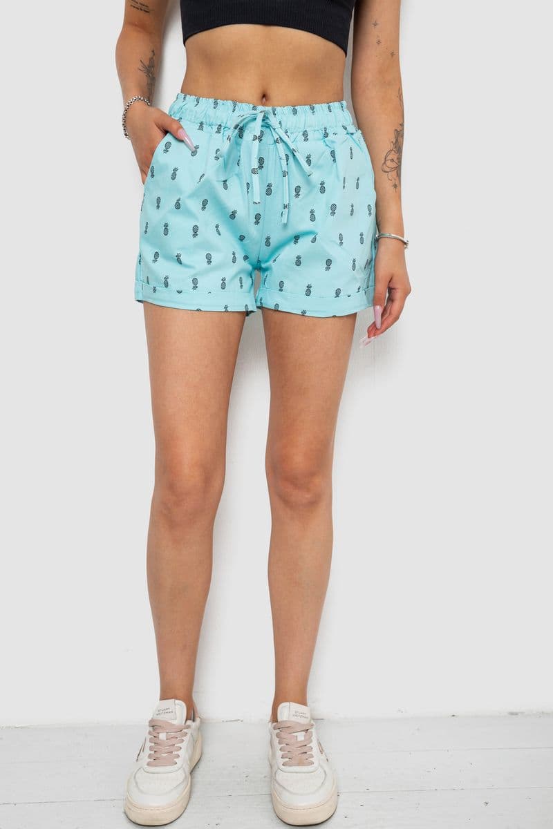 Шорти жіночі з принтом, колір блакитний, 238R7164-2 - зображення 1