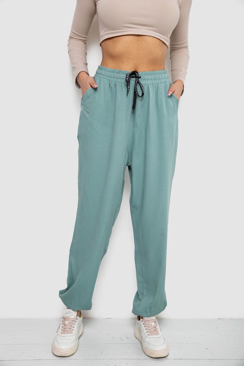 Штани жіночі катонові, колір оливковий, 244RLE-071 - зображення 1