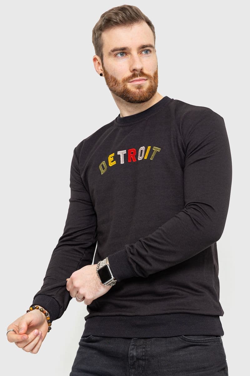 Світшот чоловічий демісезонний, колір чорний, 208R0204 - зображення 1