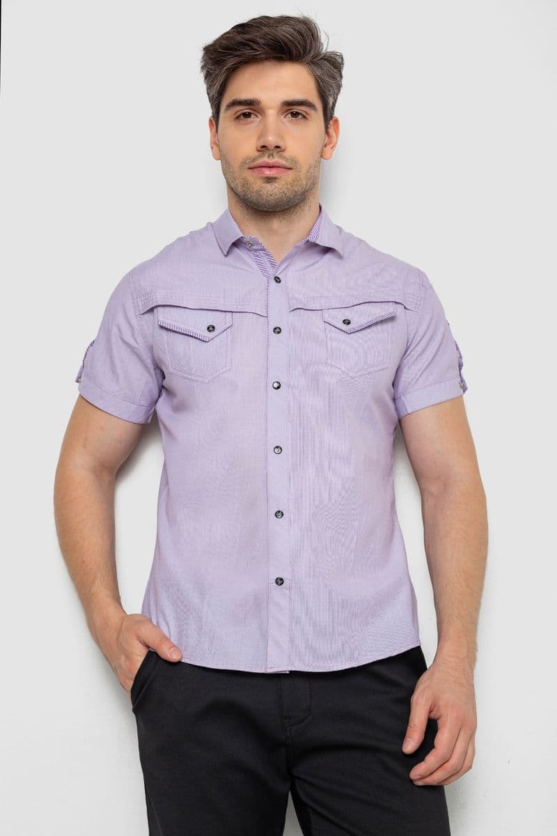 Сорочка чоловіча з коротким рукавом, колір бузковий, 214R3121 - зображення 1