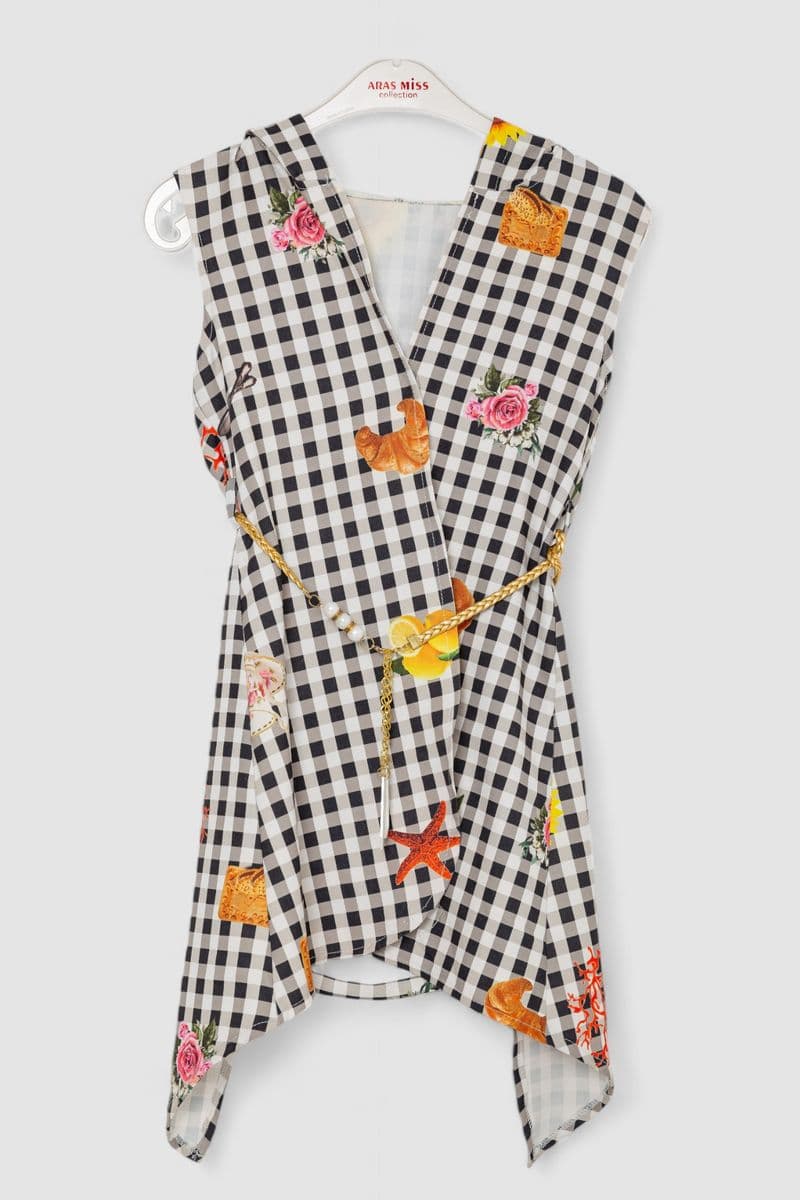 Кардиган в комплекті з лонгслів для дівчаток, колір чорно-молочний, 247R1001 - зображення 1