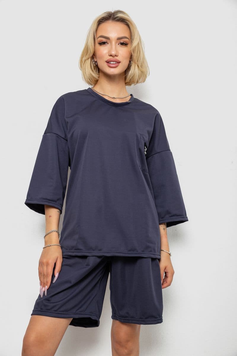 Костюм жіночий однотонний, колір темно-сірий, 238R116-2 - зображення 1