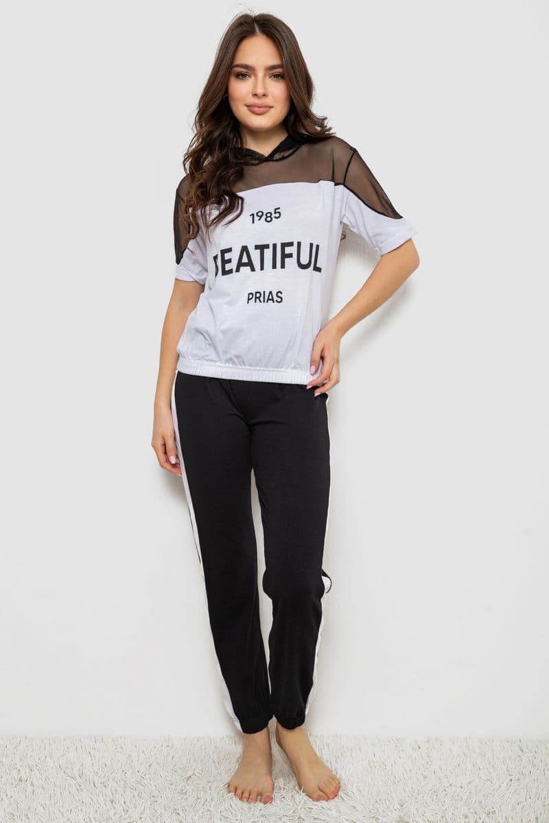 Піжама жіноча, колір білий, 243R1488-003 - зображення 1