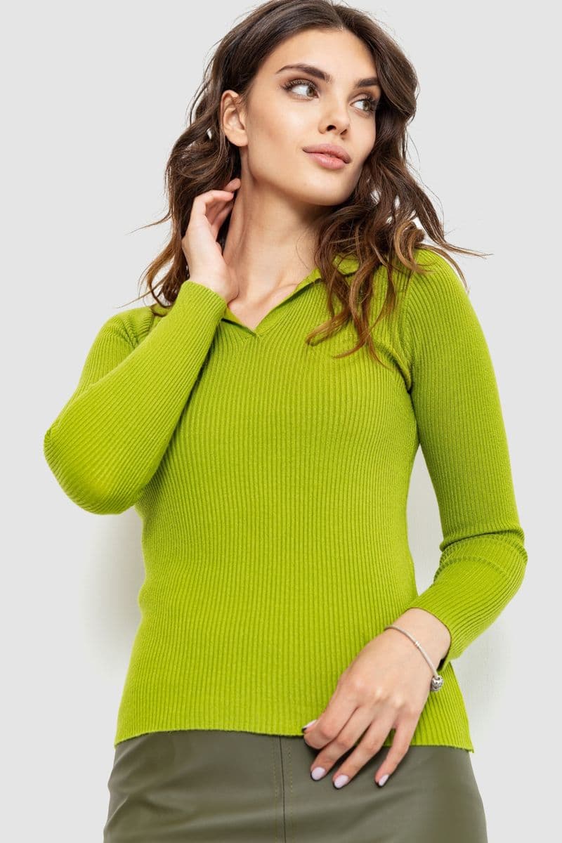 Кофта жіноча в рубчик, колір оливковий, 204R015 - зображення 1
