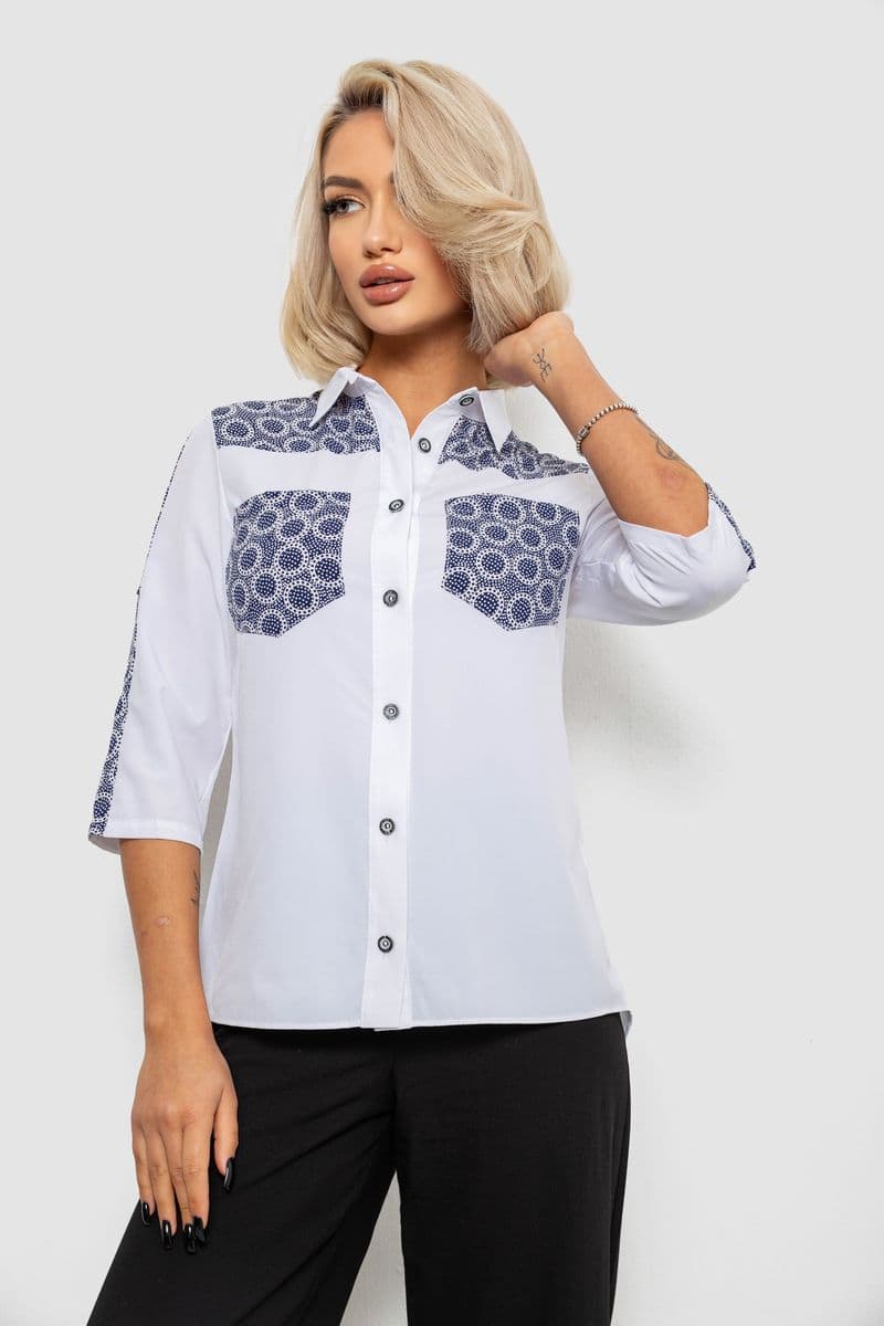 Сорочка класична з принтом, колір білий, 230R7214 - зображення 1